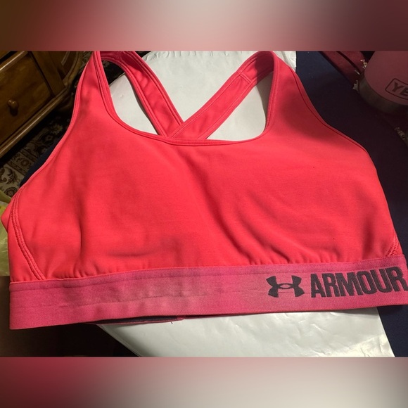 Under Armour Sports Orange/Coral  Blue Racerback Removable Padding Logo Large - Picture 1 of 11